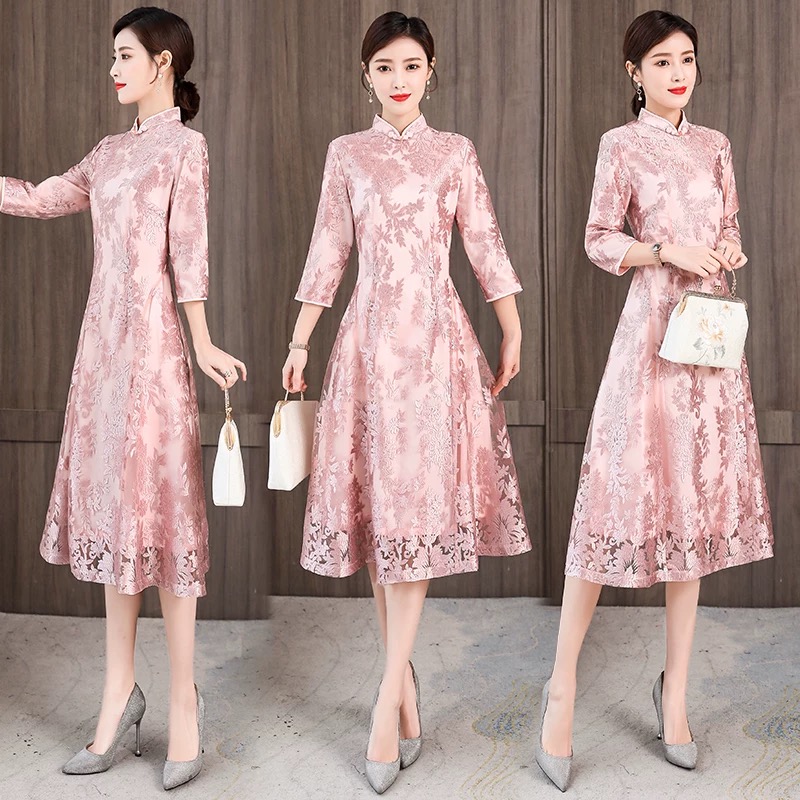 Ao Dai Vietnam Dress - Mulheres elegantes aodai vietnã cheongsam oriental