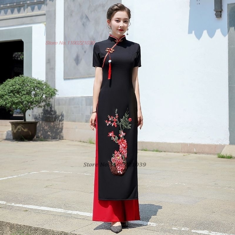 Ao Dai Vietnam Dress - Conjunto de Vestido e Calças Tradicionais