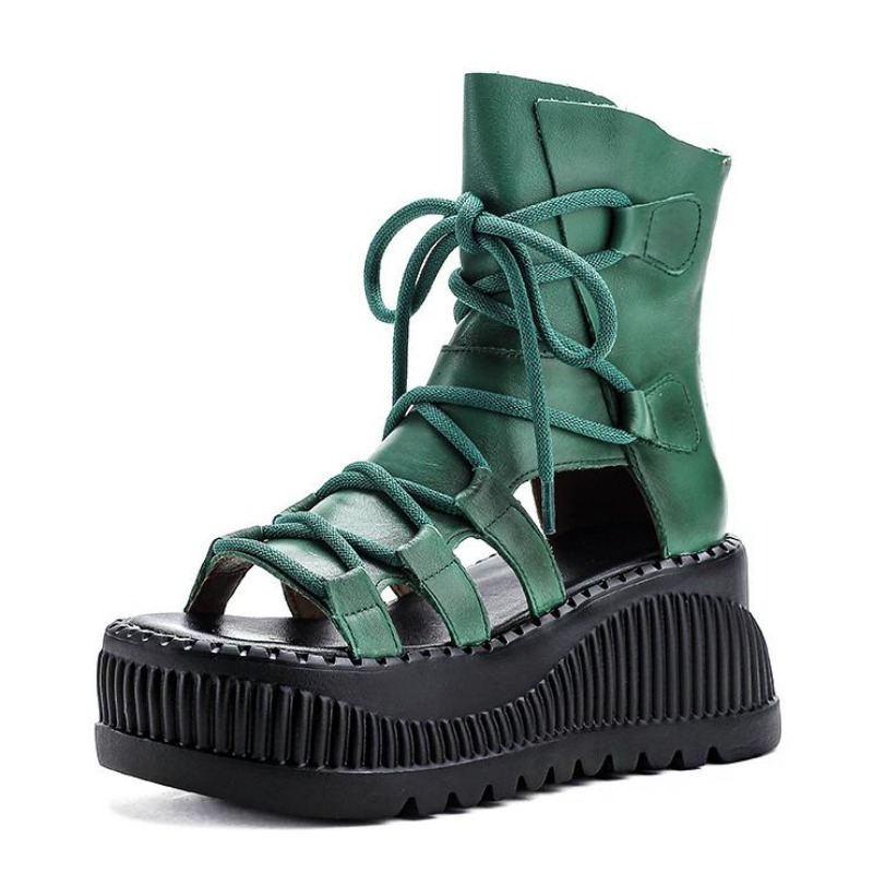Ethnic Fashion For Ladies - 8cm étnico vaca couro genuíno tornozelo