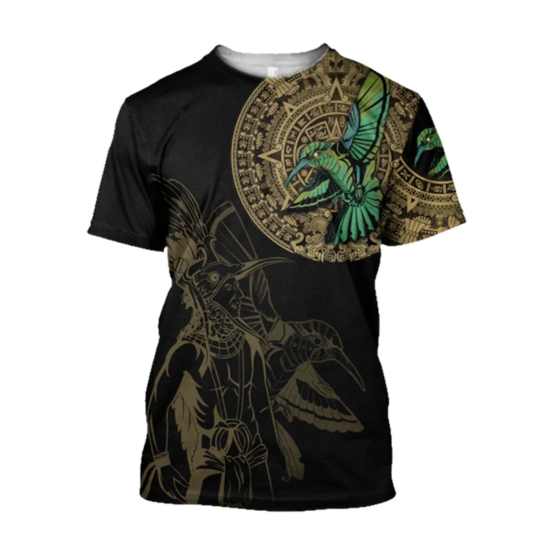 Men'S Ethnic Fashion Trends - Camiseta Retro Étnica Azteca do México