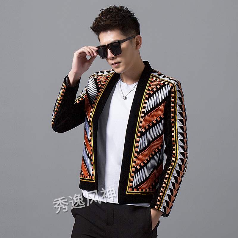 Ethnic Fashion Imports - Jaquetas Masculinas de Veludo Bordadas Estilo