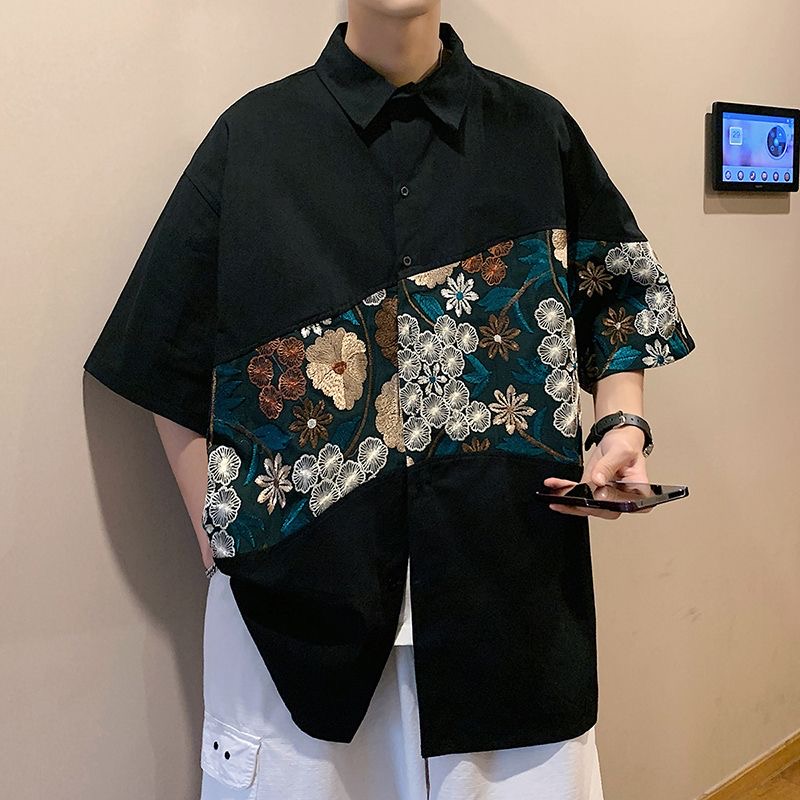 Urban Ethnic Fashion - Camisas Masculinas de Verão com Bordado