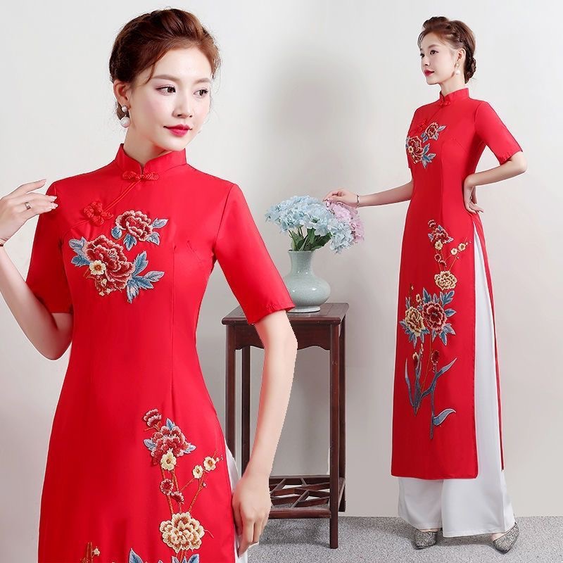 Ao Dai Vietnam Dress - Verão feminino tradicional vietnã ao dai