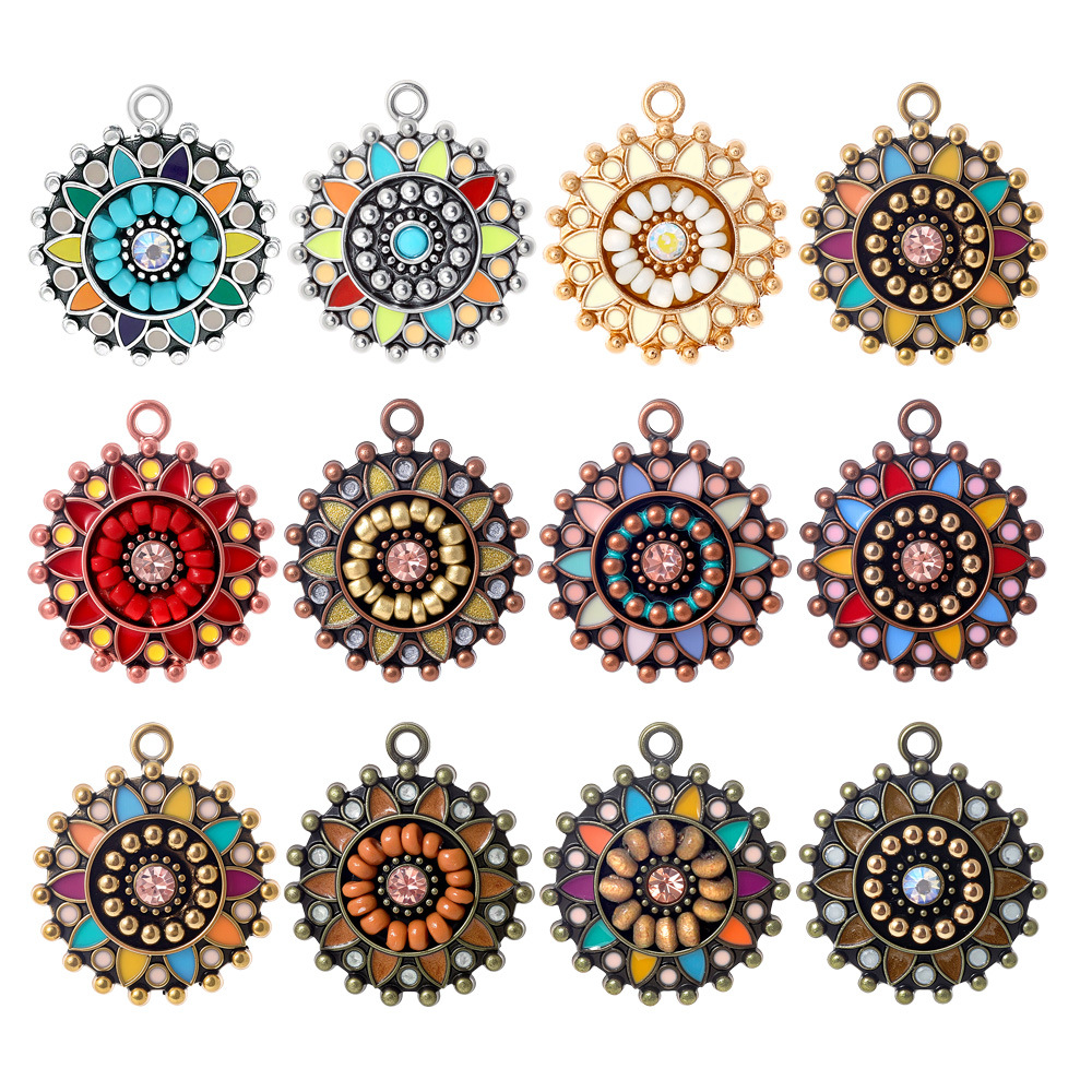 Ethnic Fashion For Ladies - Pingentes Redondos Vintage Boêmios Étnicos Esmaltados