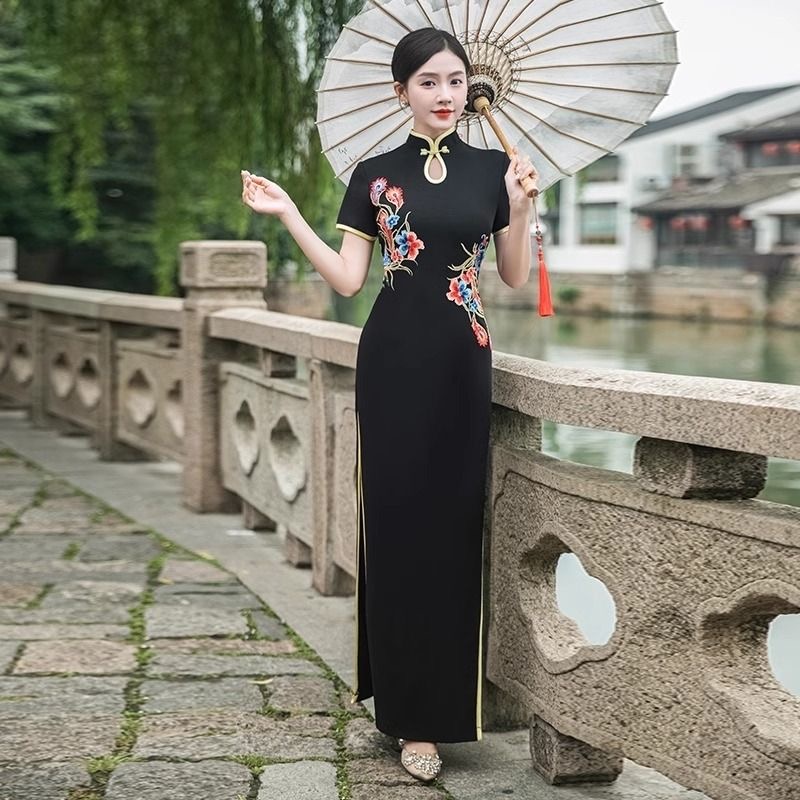 Ao Dai Vietnam Dress - Feminino tradicional vietnã aodai cheongsam oriental