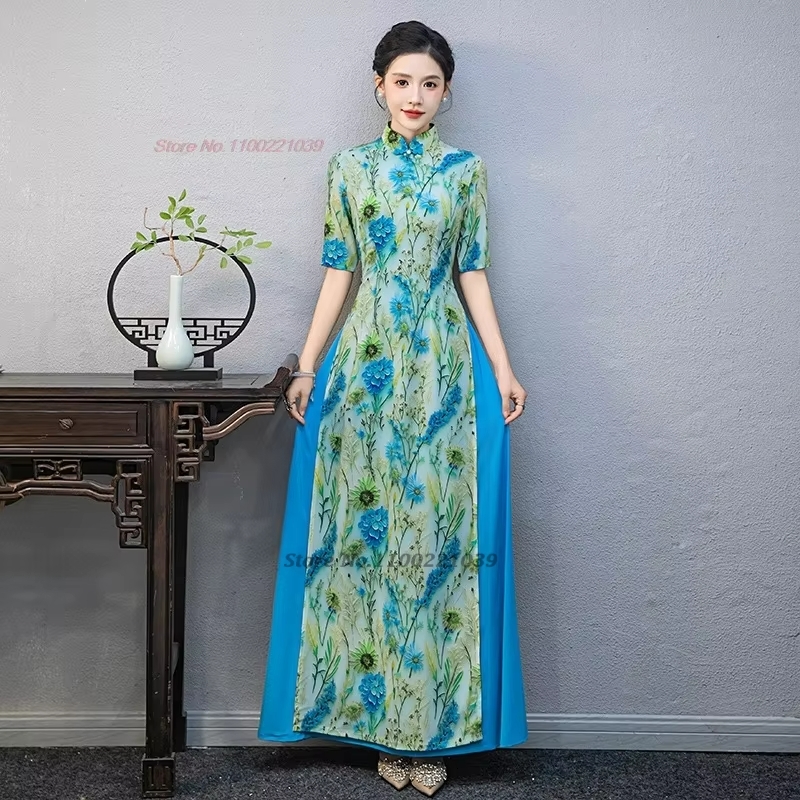 Ao Dai Vietnam Dress - 2026 vietnã aodai vestido nacional flor