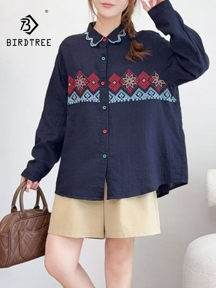 Ethnic Fashion Clothing - Nova Camisa Feminina de Algodão Manga