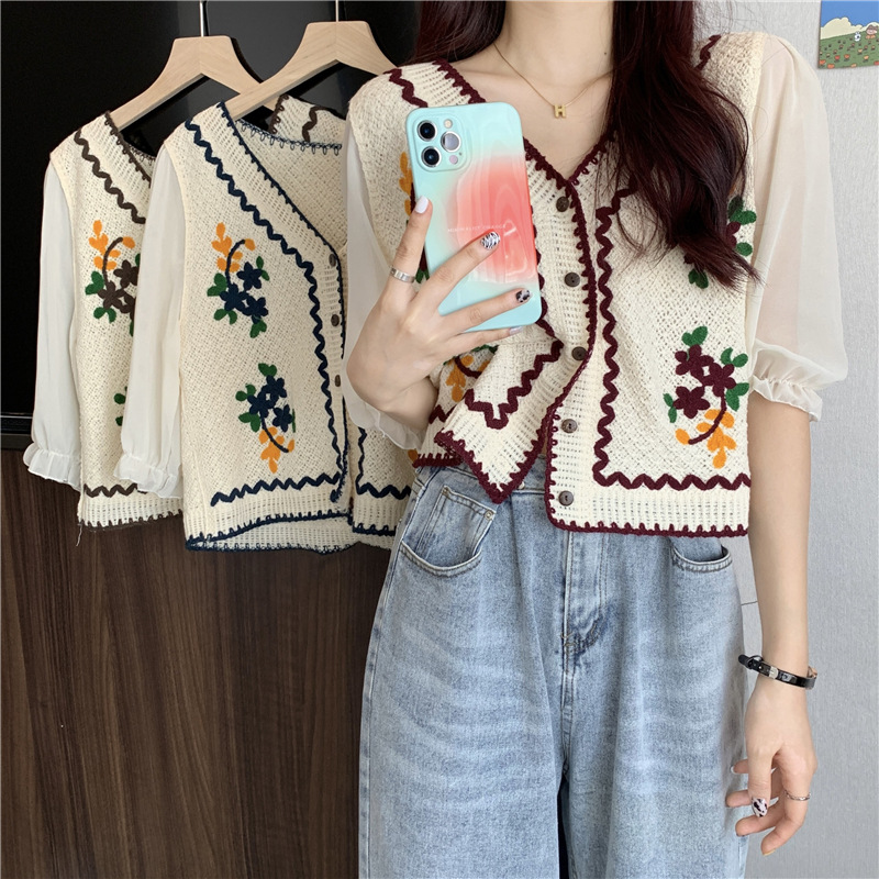 Ethnic Fashion Clothing - Cardigã Aberto com Design Bordado Estilo