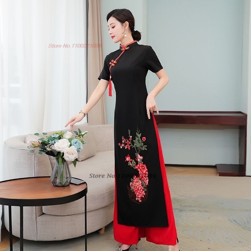 Conjunto de Vestido e Calças T - Ao Dai Vietnam Dress avaliação e preço