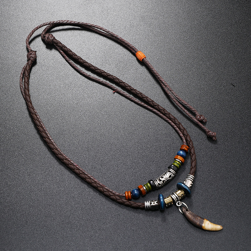 Colar de couro trançado à mão  - Ethnic Fashion Pk avaliação e preço