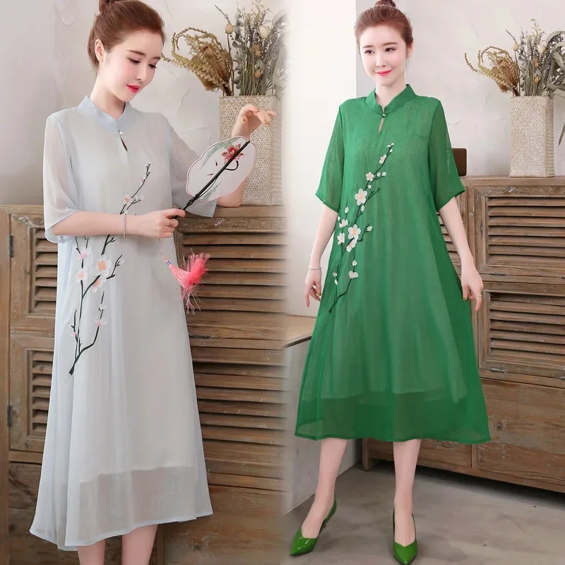 Branco chinês qipao cheongsam  - Ao Dai Vietnam Dress avaliação e preço